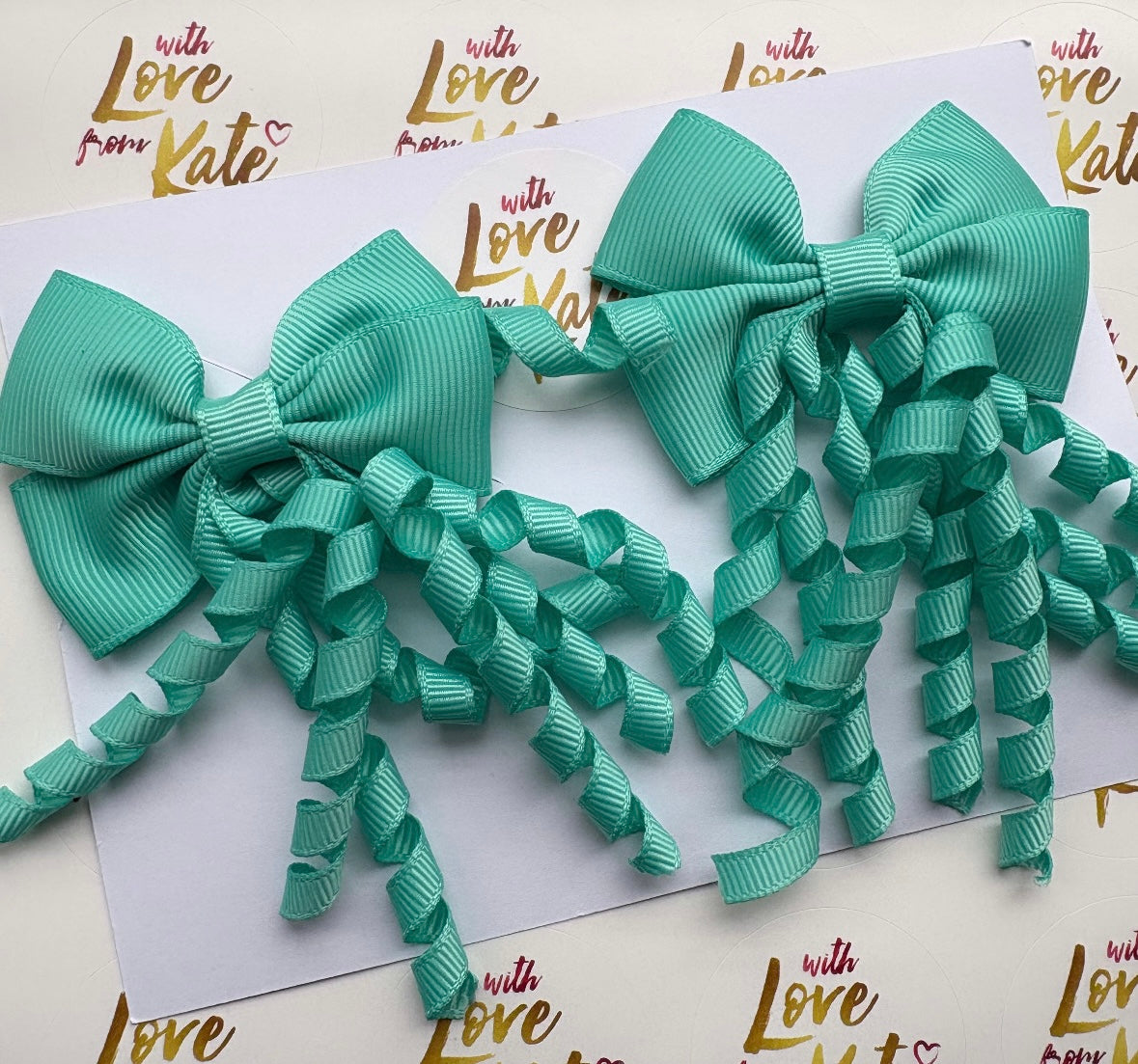 Aqua (dark mint) Korker tails bow