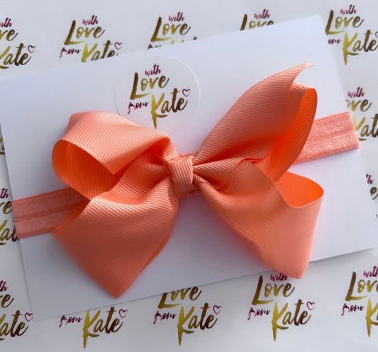 Peach boutique bow baby headband