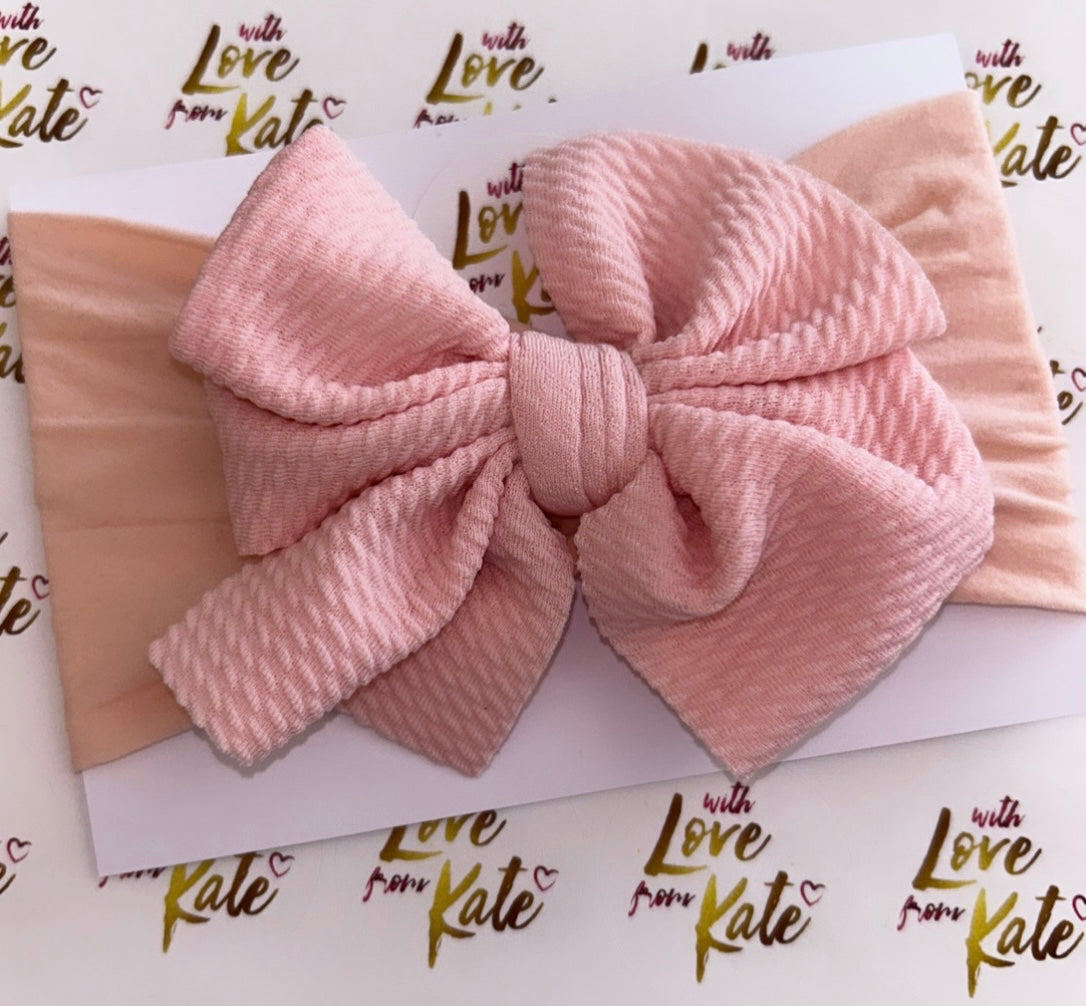 Peach textured knot baby headband
