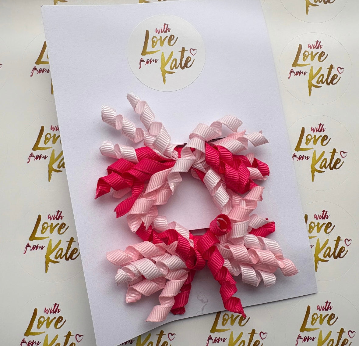 Baby Pink & cerise Korker bow