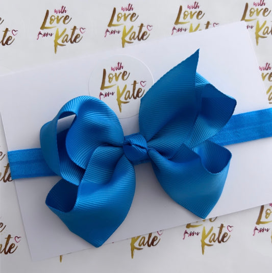 Blue boutique bow baby headband
