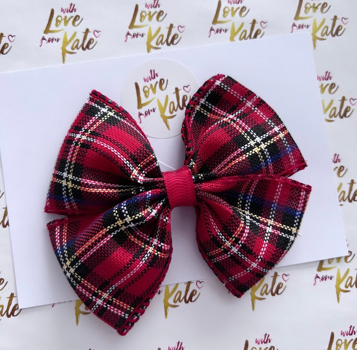 Large tartan double Tux bow