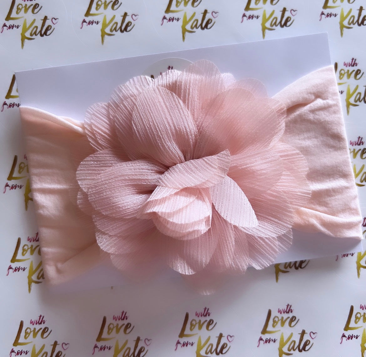 Peach flower nylon baby headband