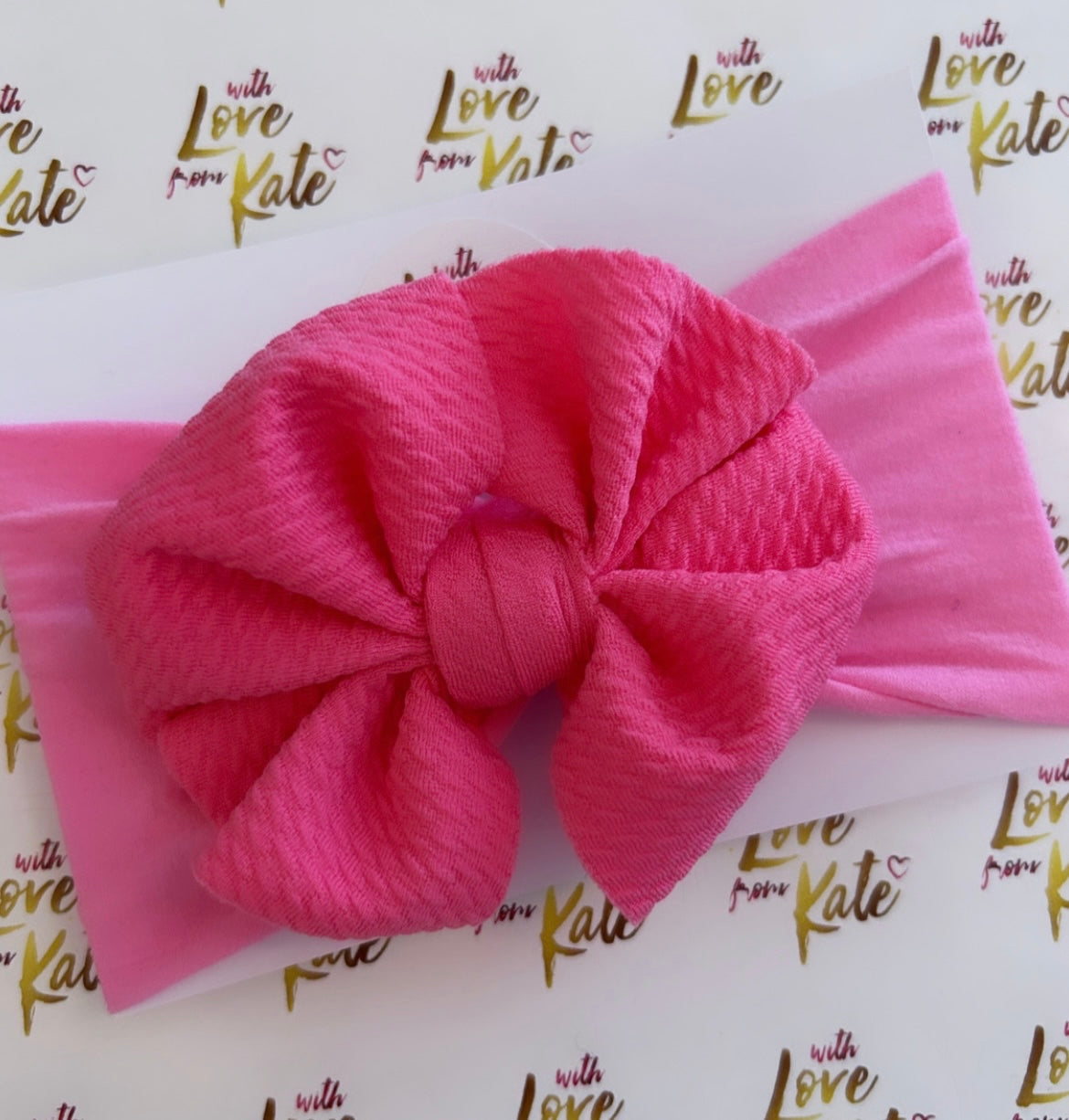 Pink textured knot baby headband