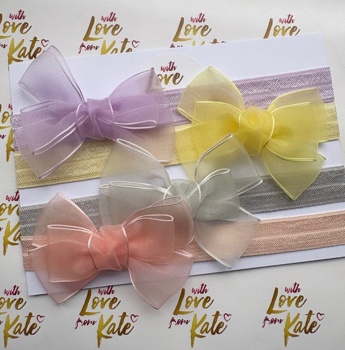 Newborn organza bow bundle