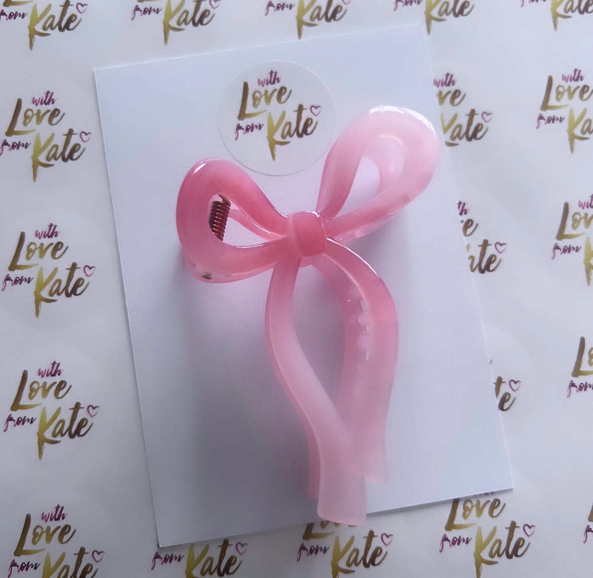 Pink Ribbon Bow Claw Clip