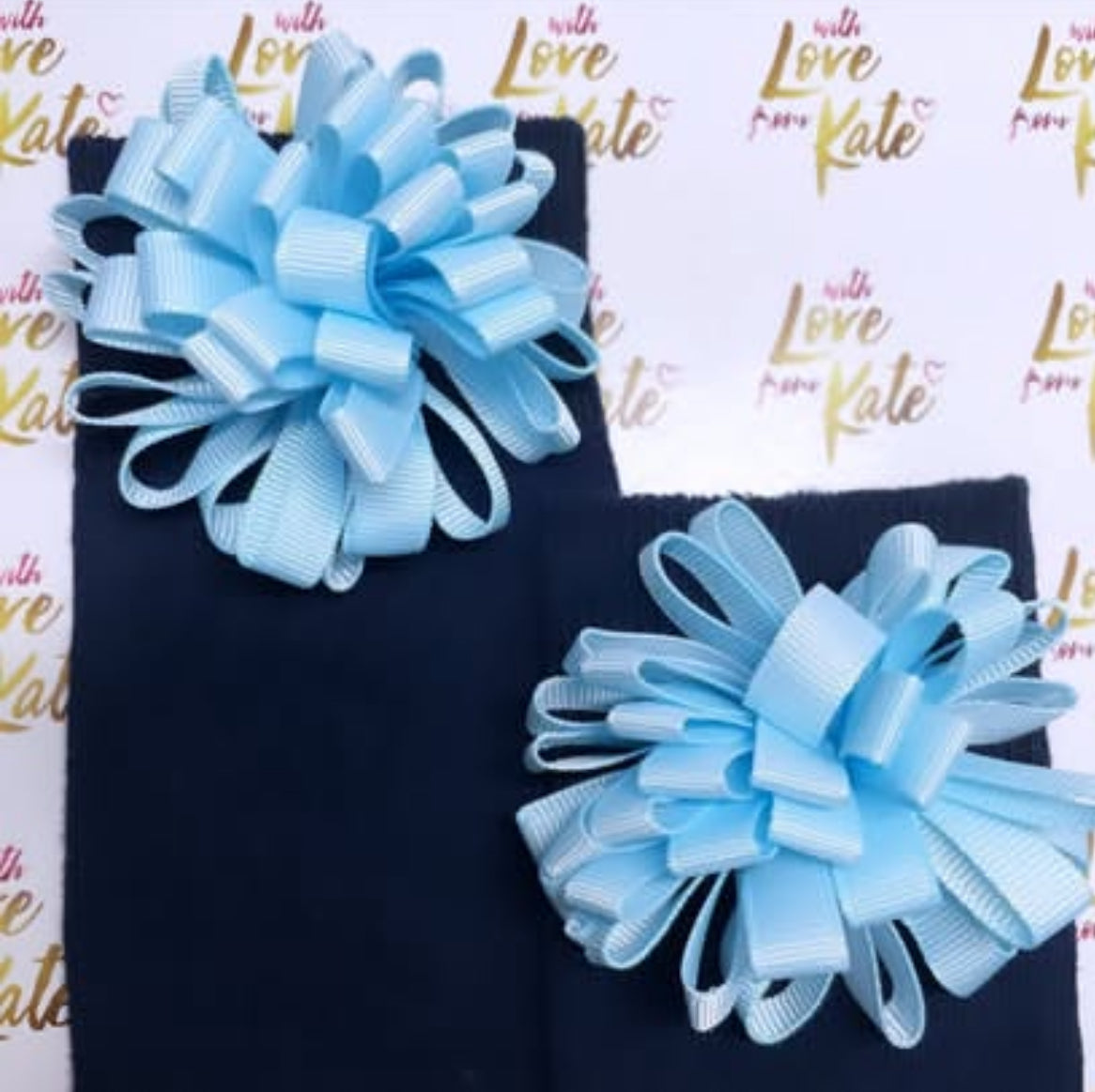 Navy & light blue puffball socks