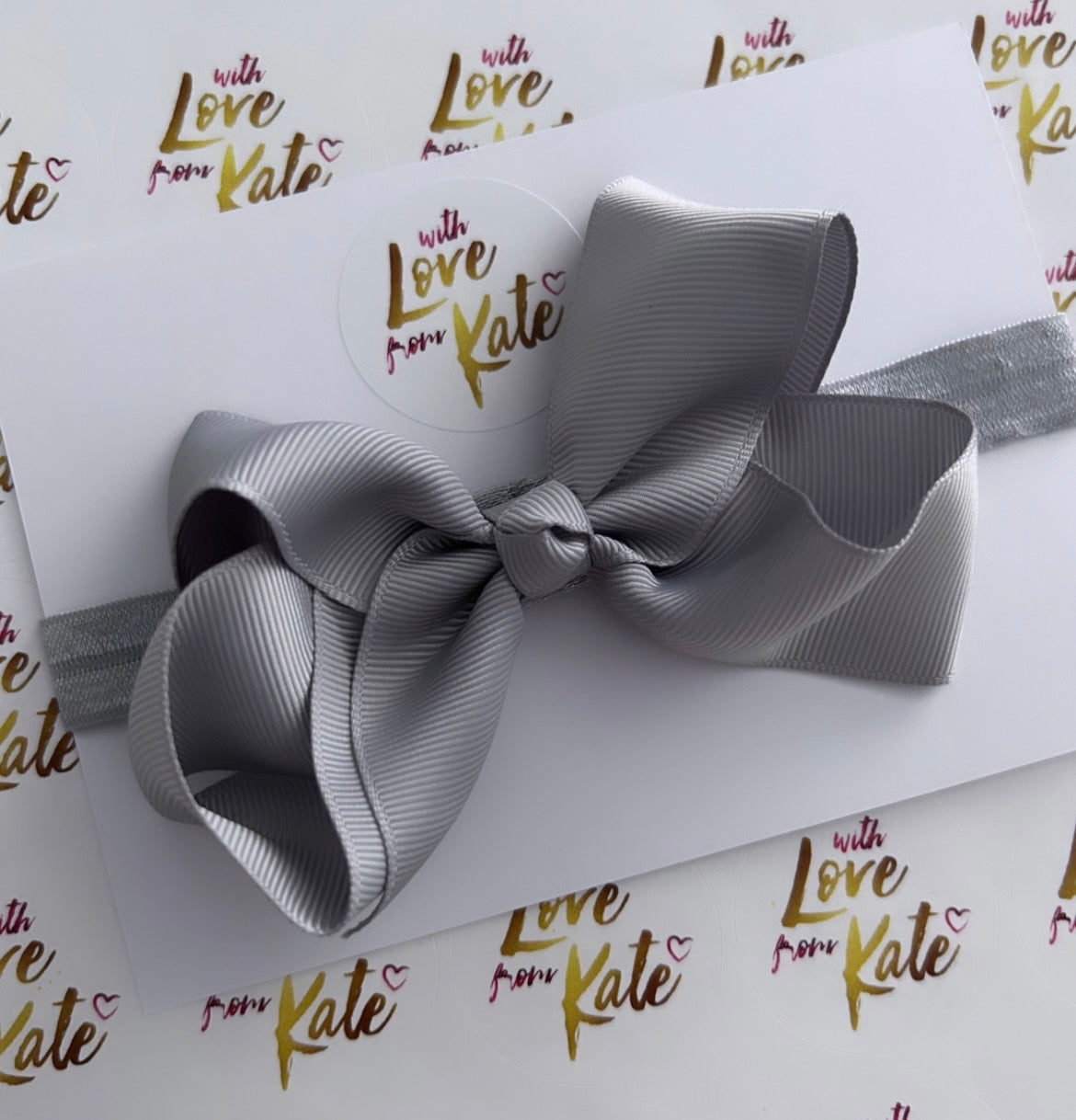 Grey boutique bow baby headband