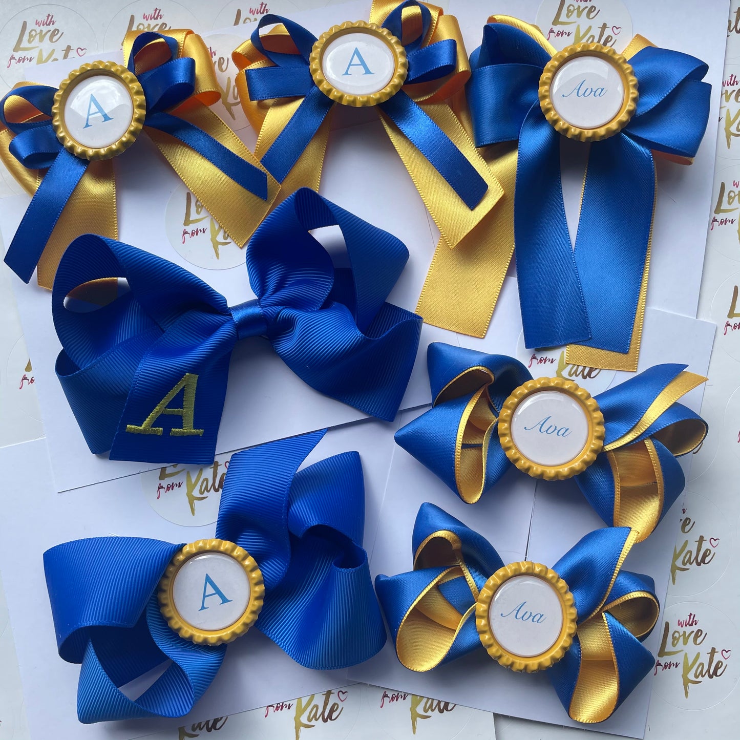 Royal blue & yellow school bow bundle