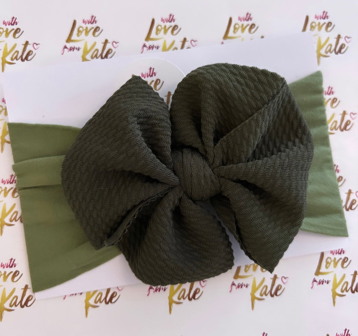 Khaki textured knot baby headband
