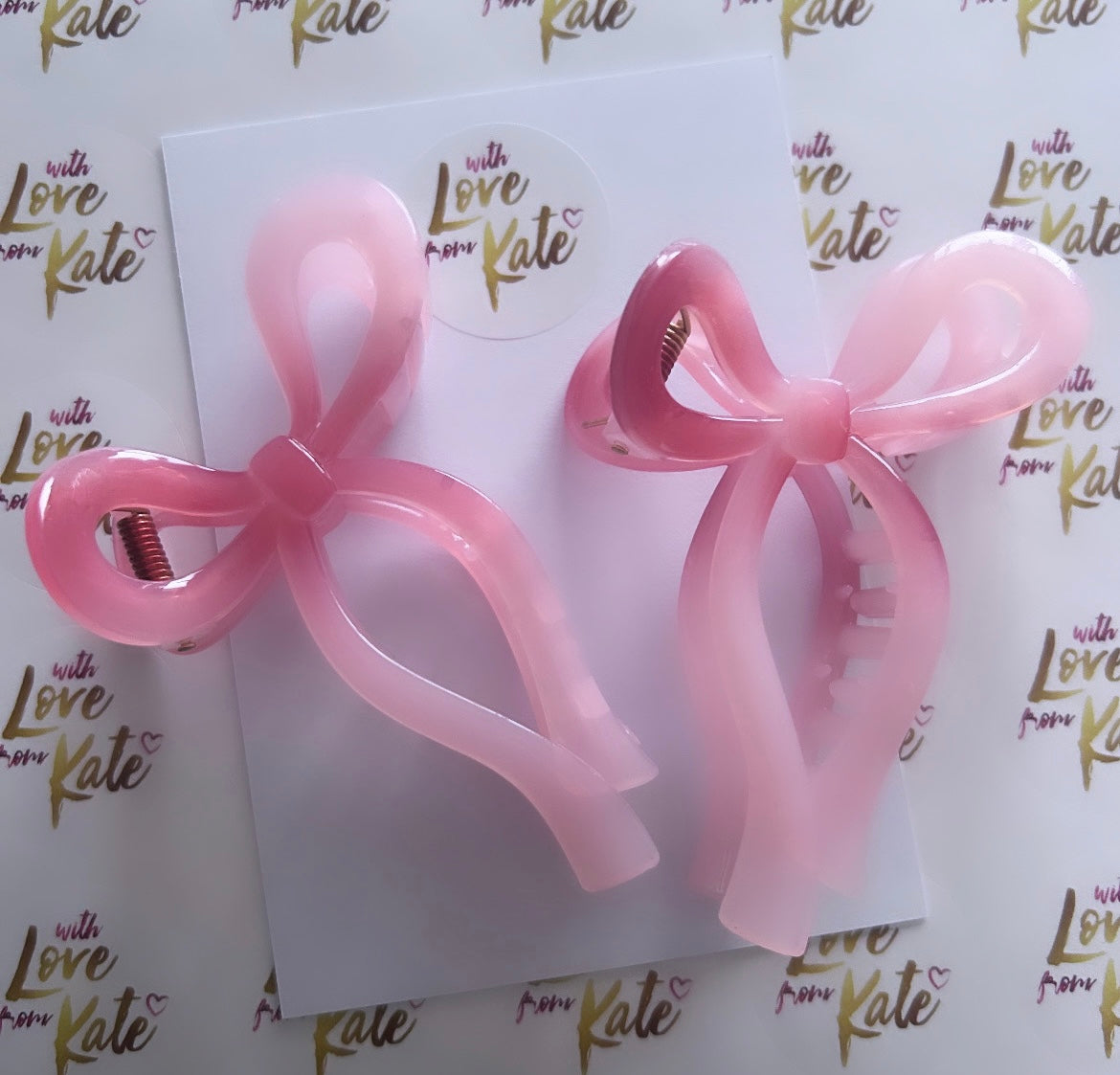 Pink Ribbon Bow Claw Clip