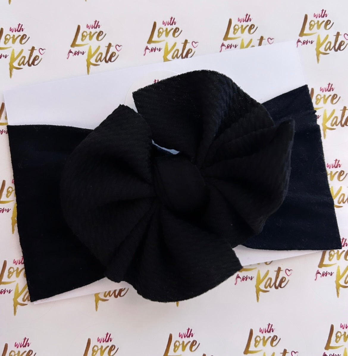 Black textured knot baby headband