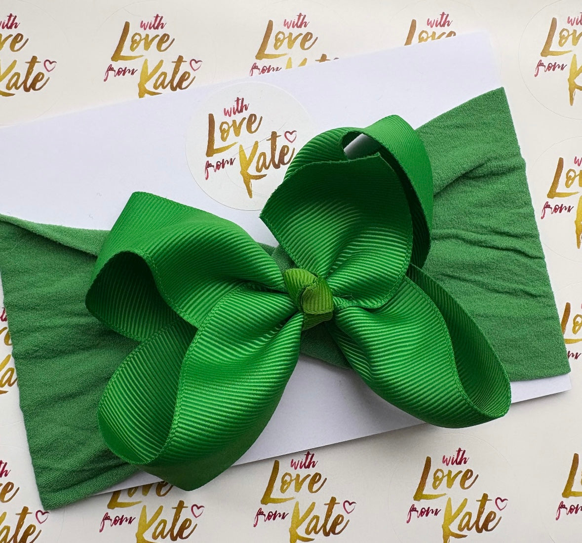 Green 4.5 inch boutique bow baby headband