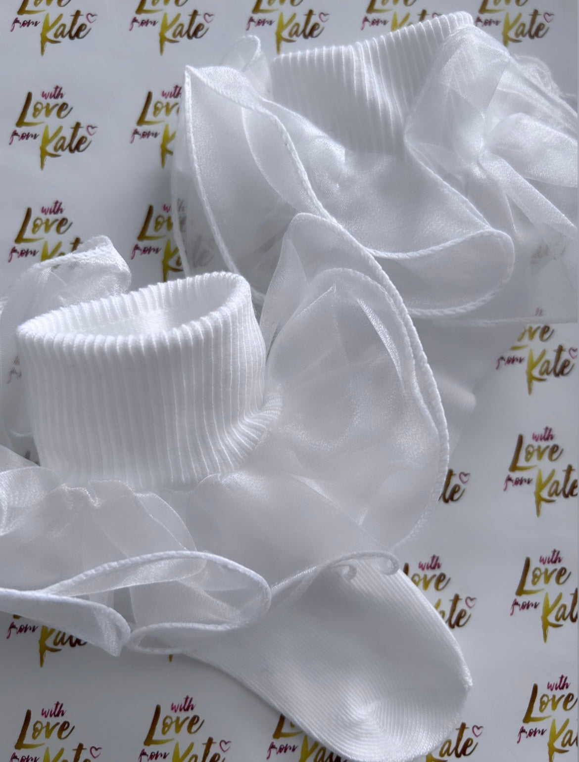 White tulle ankle socks