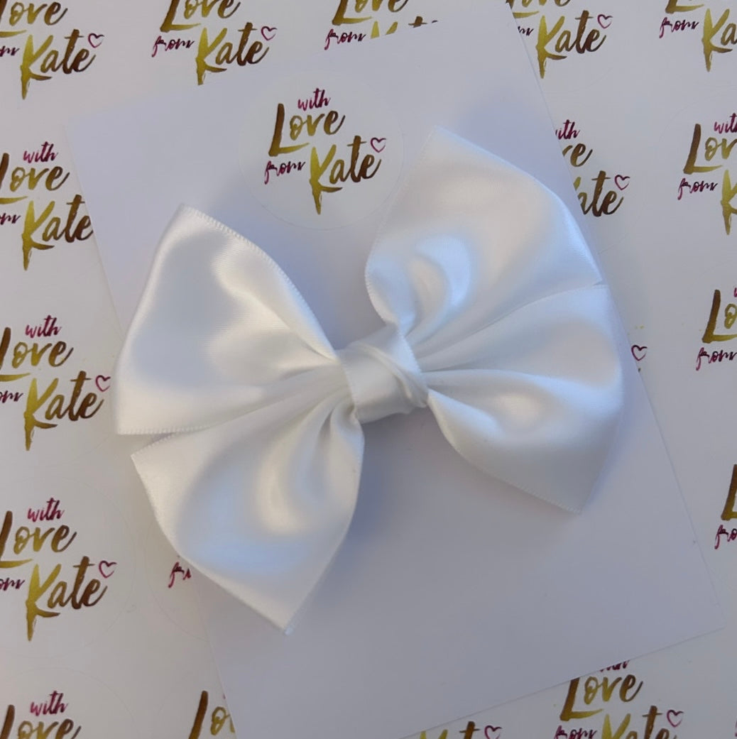 White satin double Tux bow