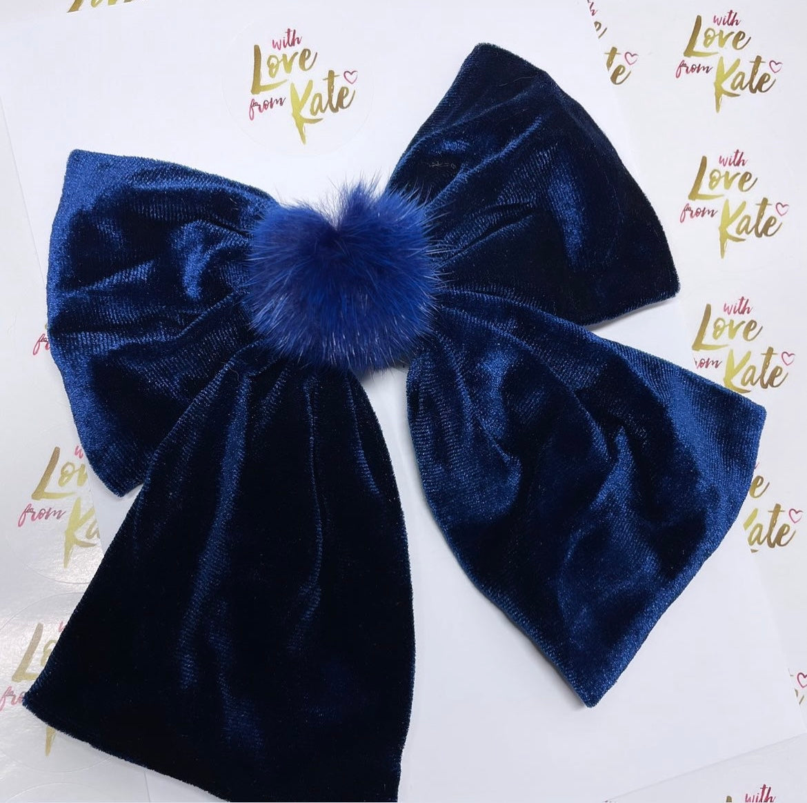 Navy XL velvet bow