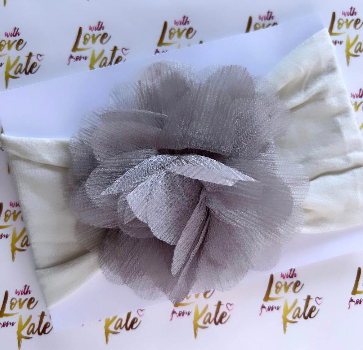 Grey flower baby headband