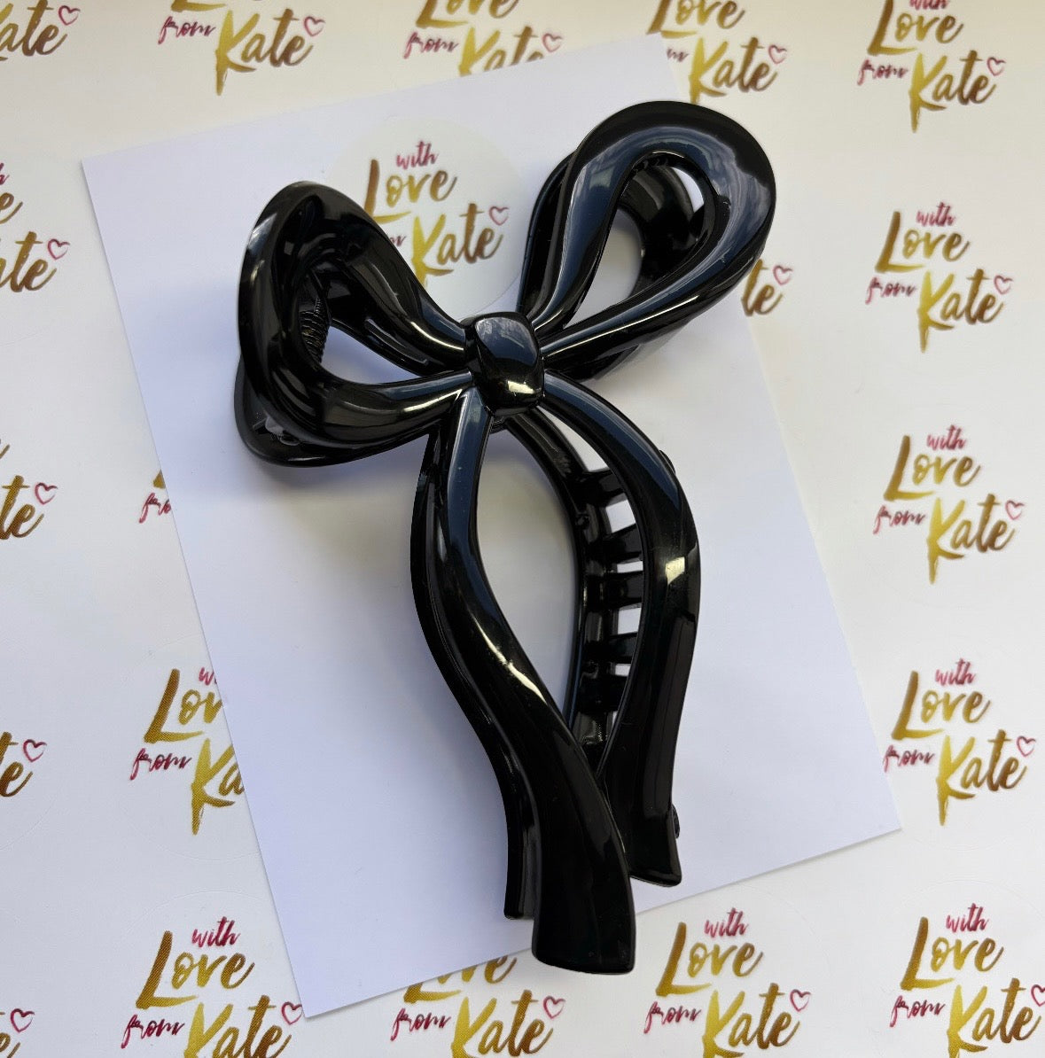 Black ribbon bow claw clip