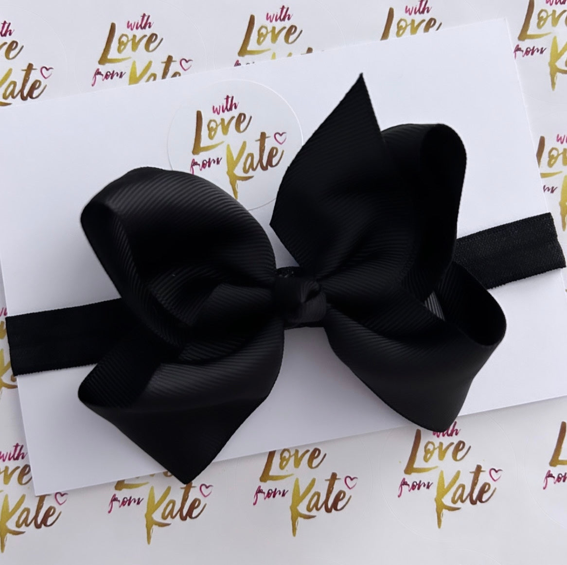 Black boutique bow baby headband
