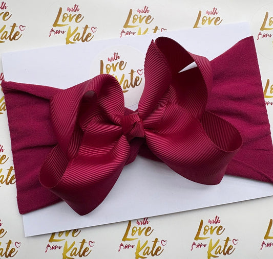 Maroon 4.5 inch boutique bow baby headband