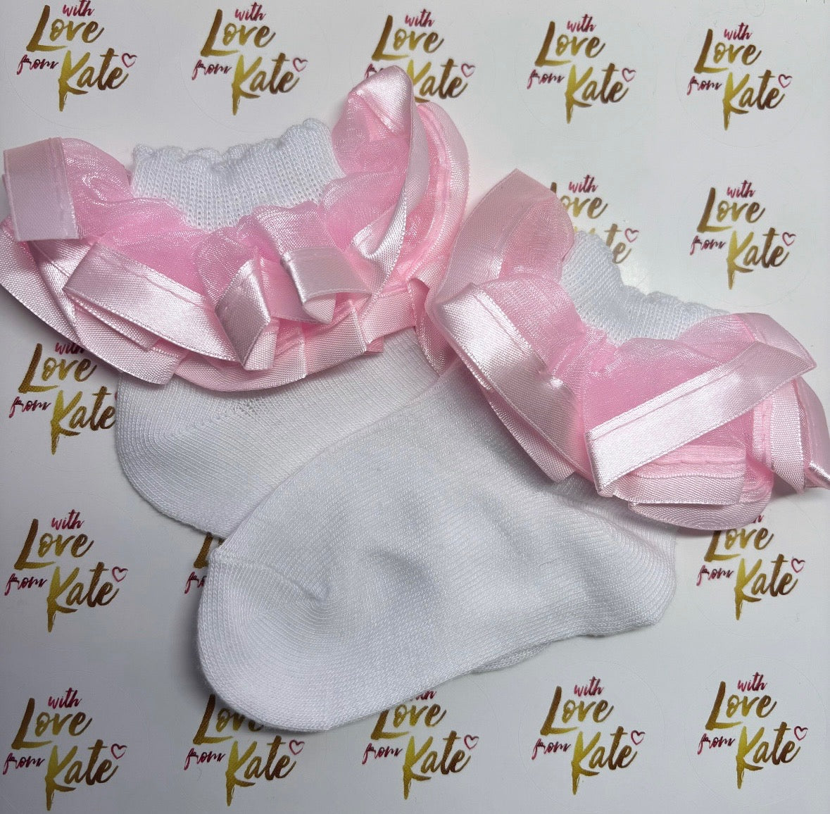 Pink frill white socks