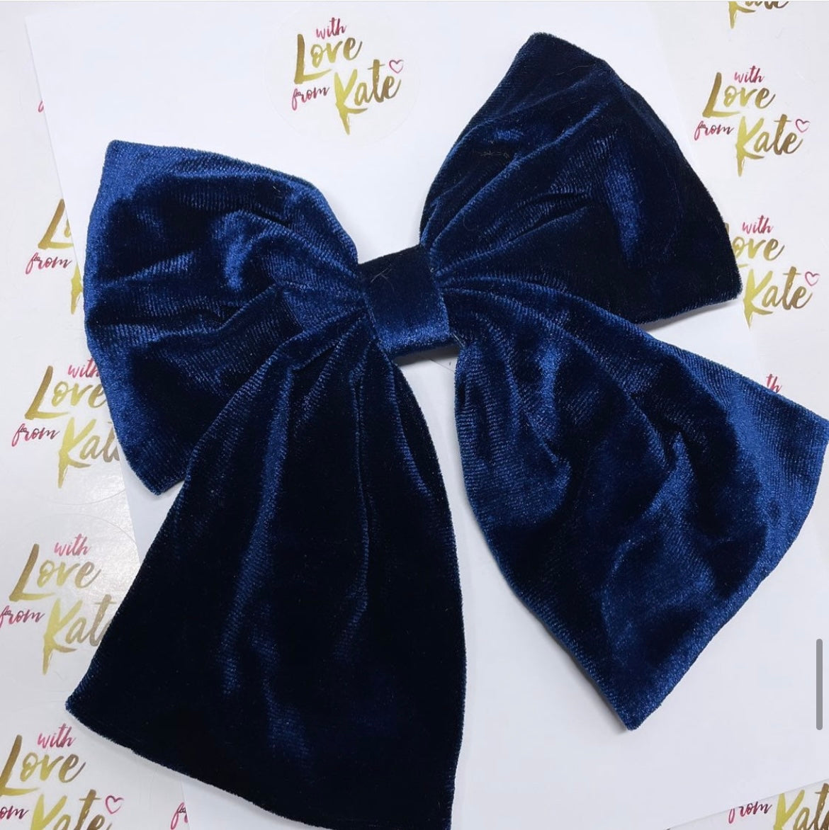 Navy XL velvet bow