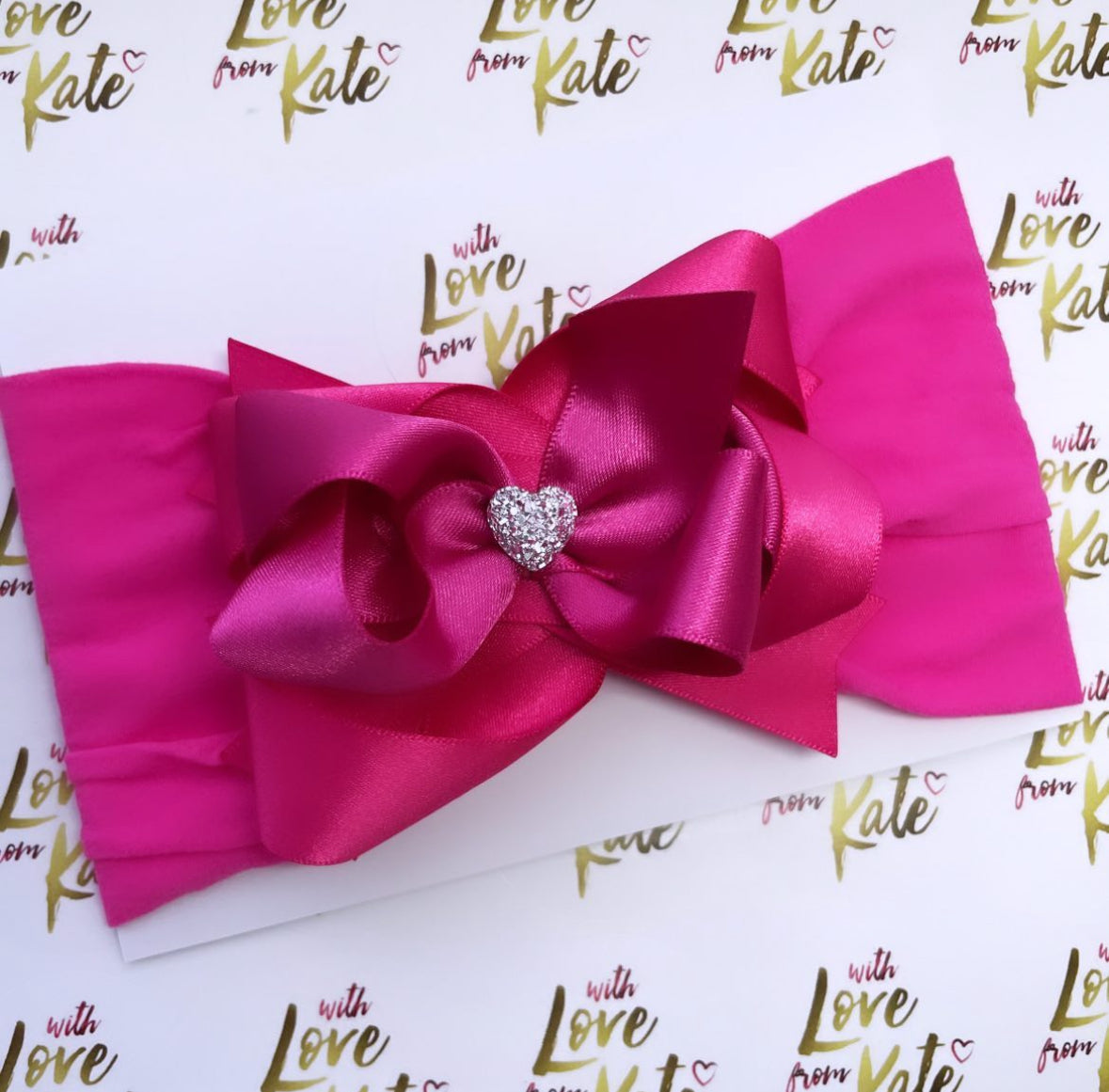 Cerise pink stacked bow baby headband