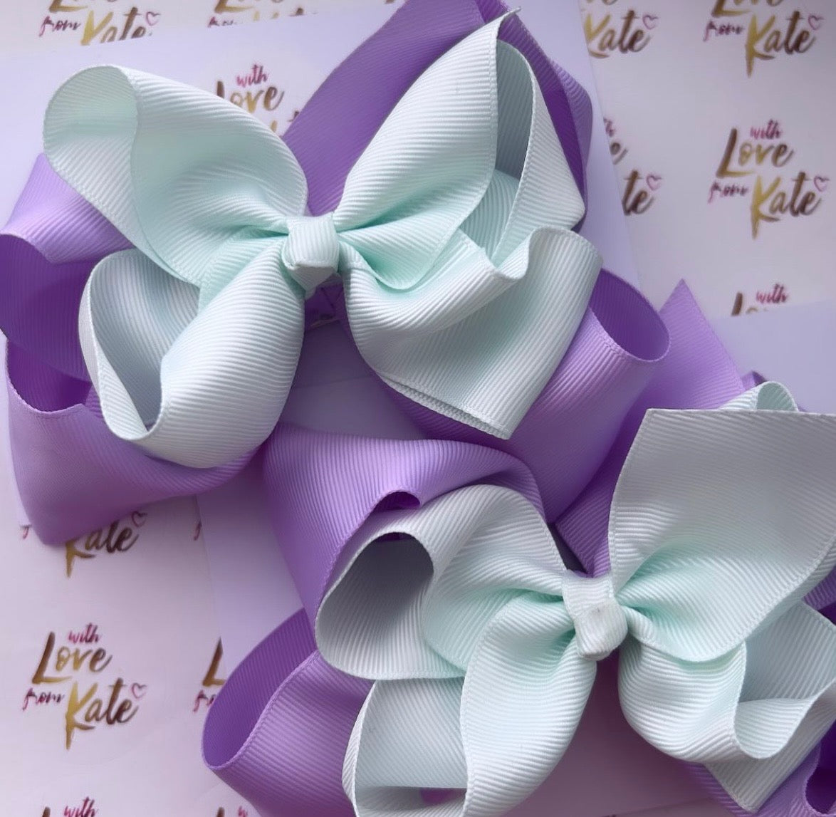 Large Lilac & mint double boutique bow