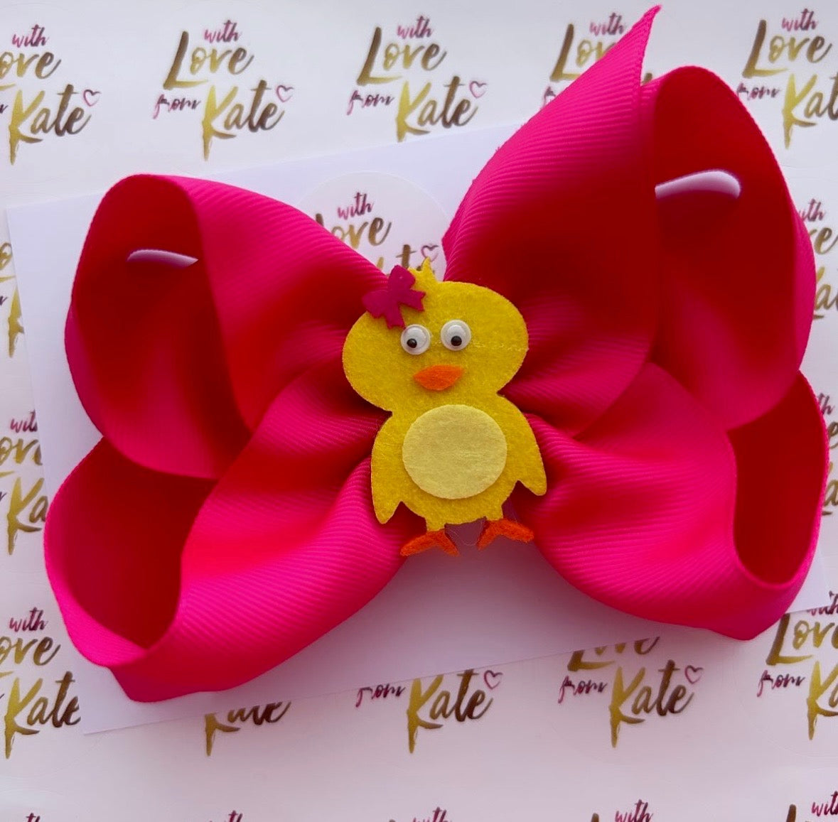 Cerise pink 'Easter Chick' 6 inch boutique bow