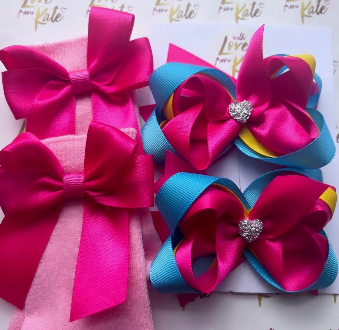 Summer bright stacked bows and sock set