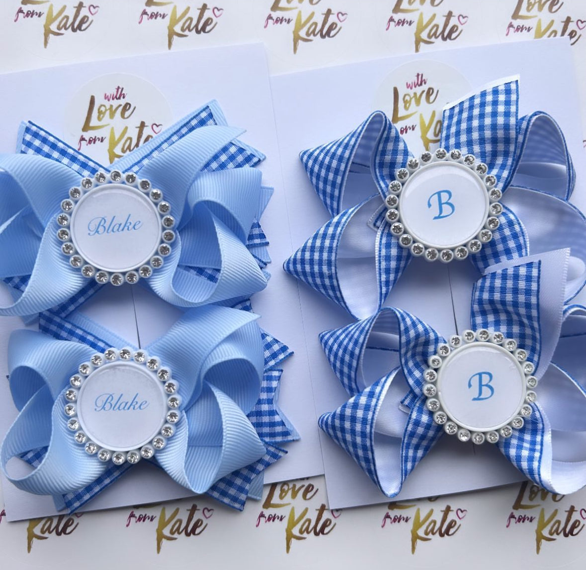 Light blue gingham bow bundle