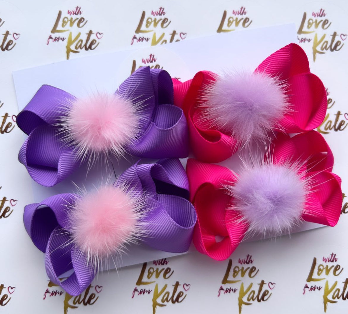 3 inch cerise & purple boutique bow bundle