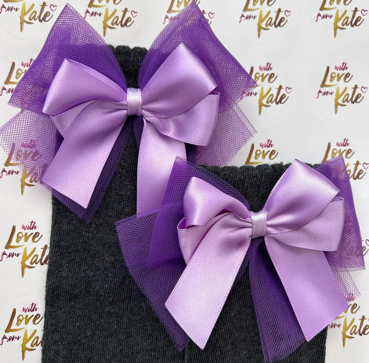 Purple & lilac tulle & satin knee high socks