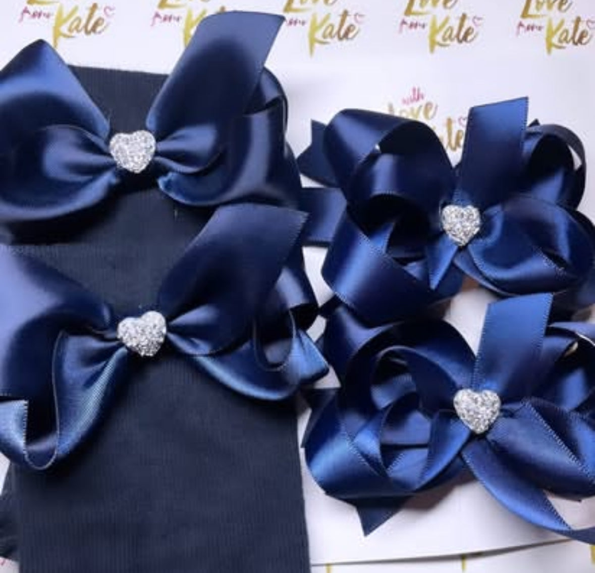 Navy boutique bow socks & stacked bows set