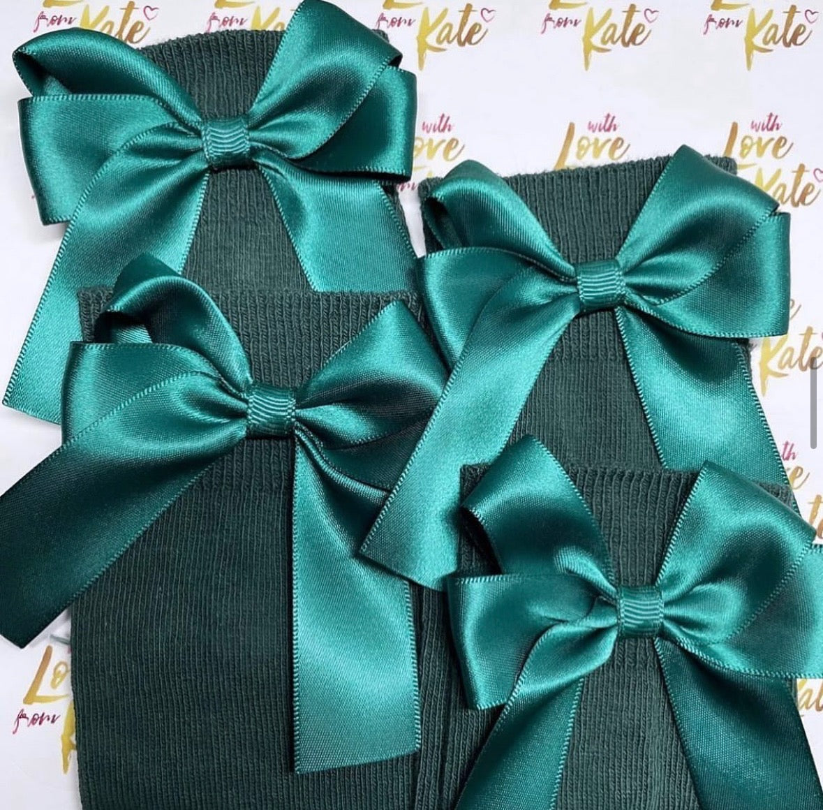 Dark green long tail bow socks