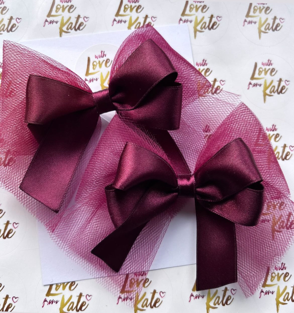 Maroon tulle & satin bow