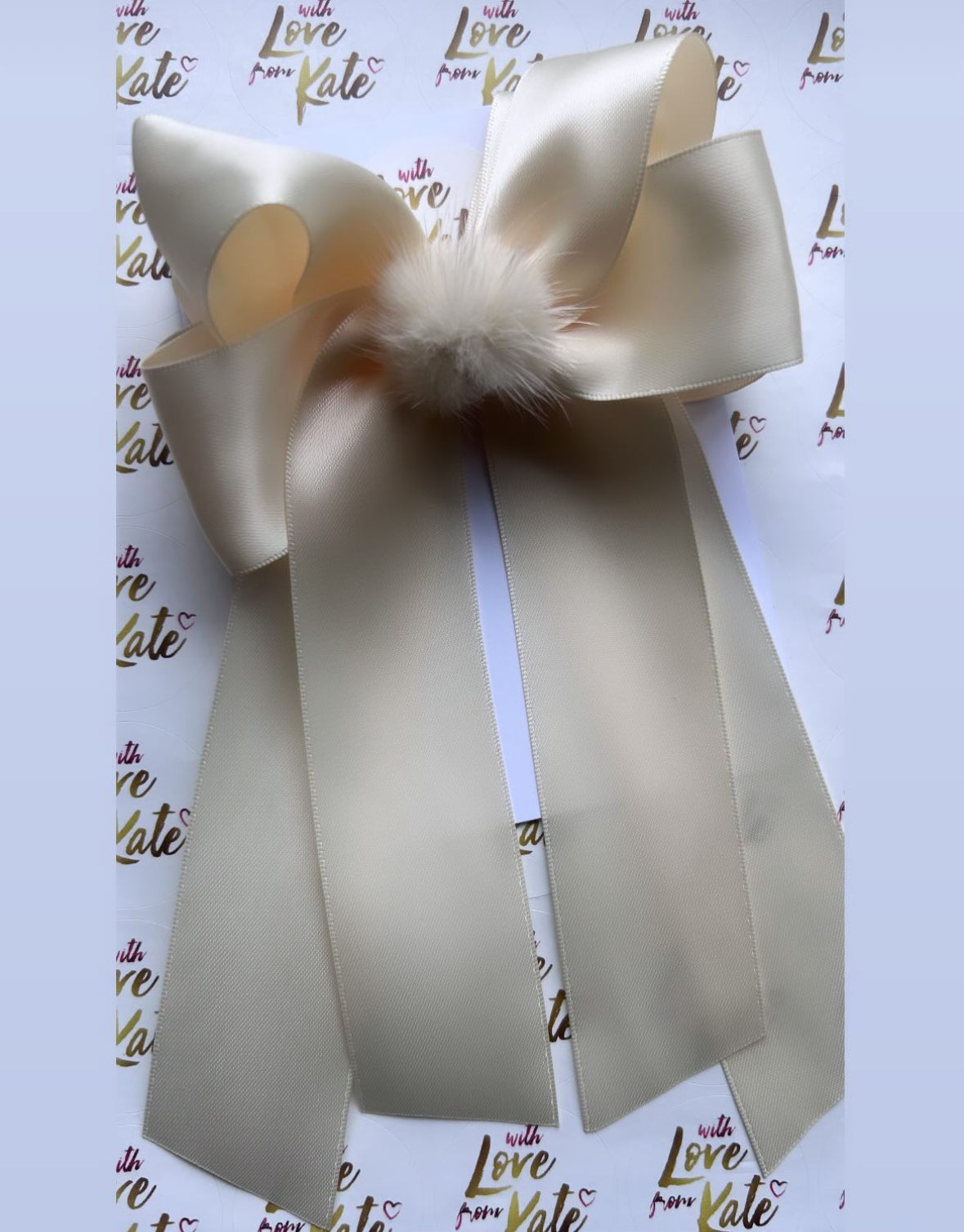Cream Satin XL long tail bow