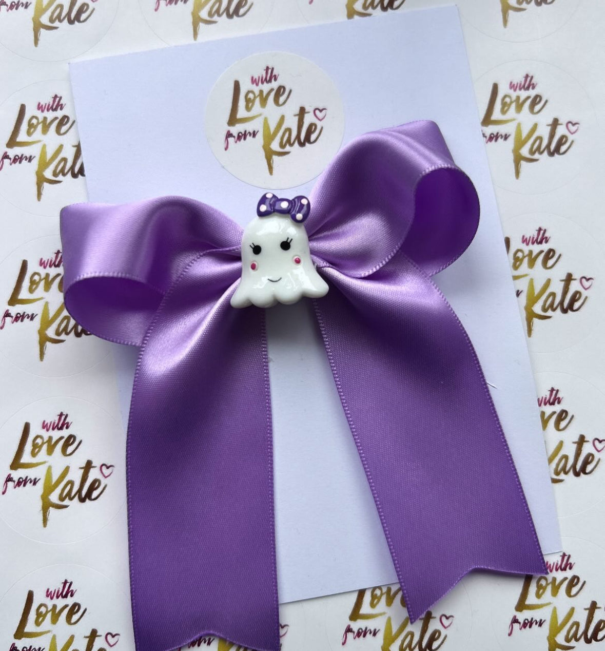 Halloween ghost long tail bow