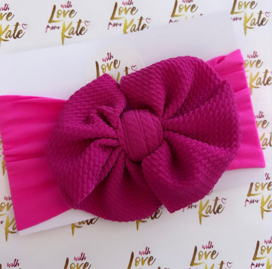 Cerise textured knot baby headband