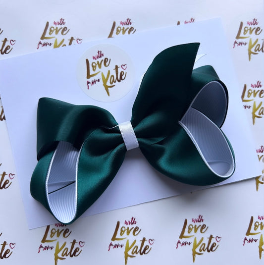 Large Green & White boutique bow