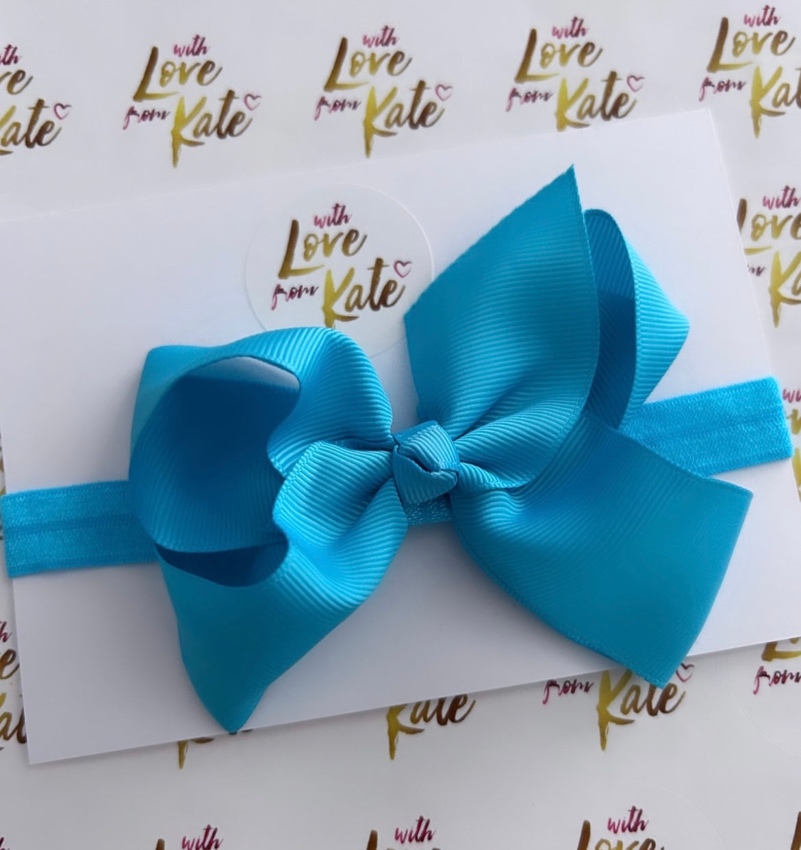 Turquoise boutique bow baby headband