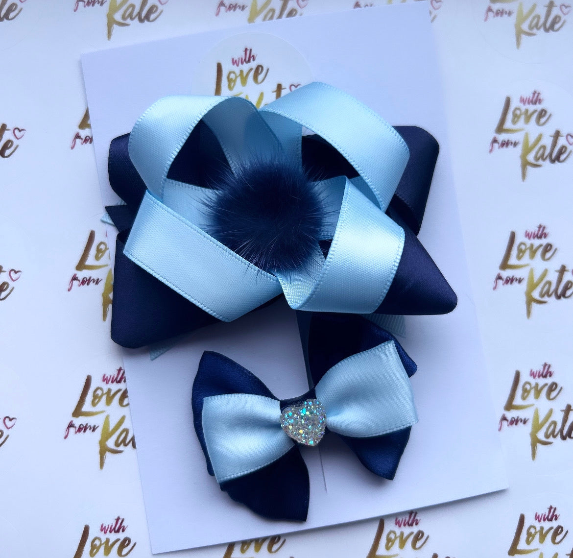 Navy & light blue clip set