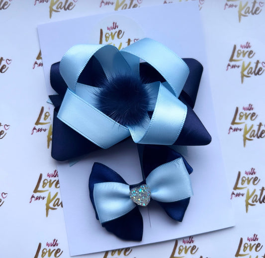 Navy & light blue clip set