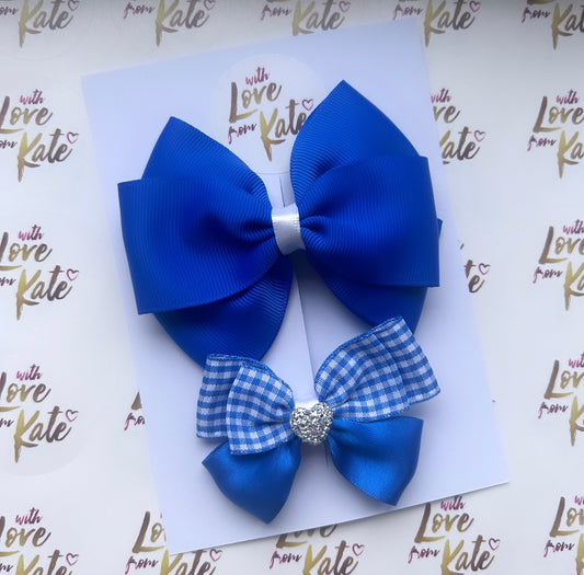 Royal blue & white clip set