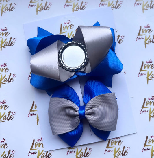 Royal blue & grey bow set