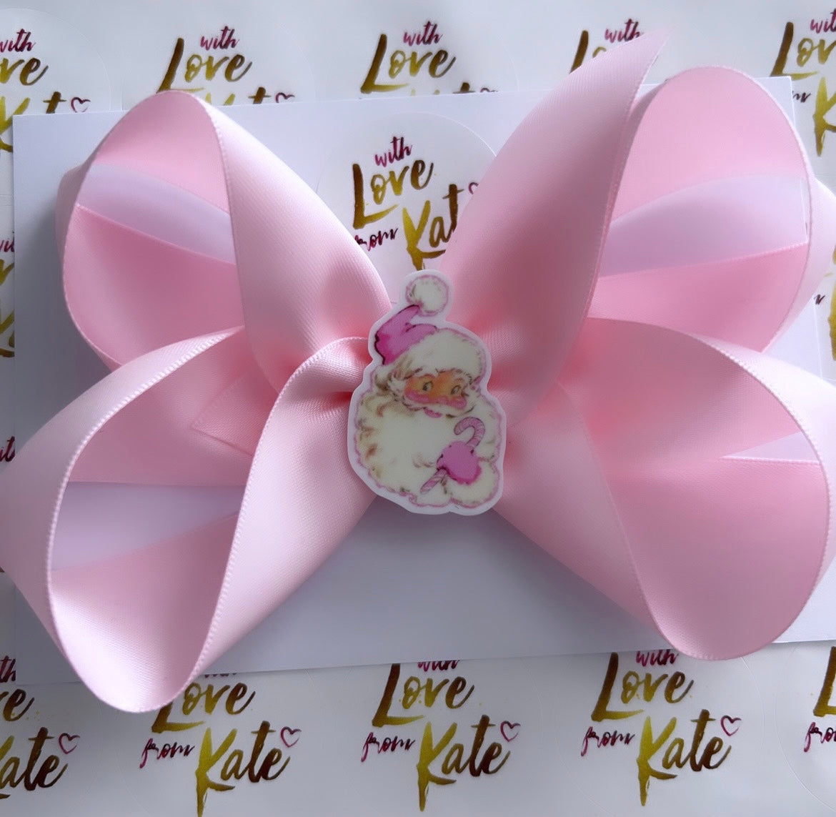 Pink Satin Santa bow