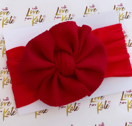 Red textured knot baby headband