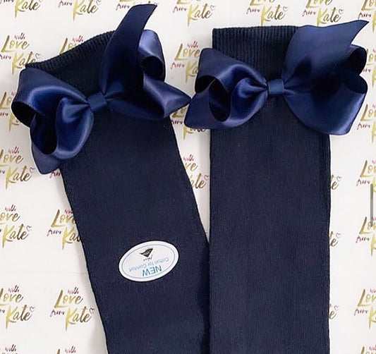 Navy socks with navy boutique bows