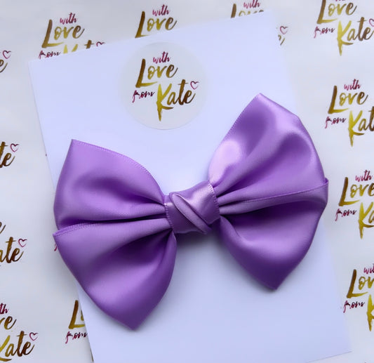 Lilac satin double Tux bow