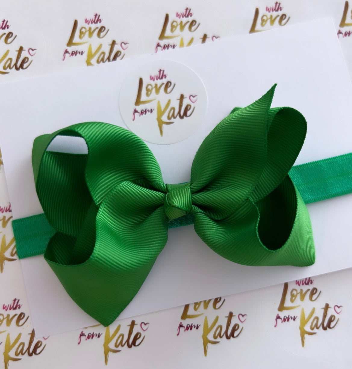 Green boutique bow baby headband